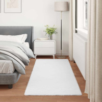 Produktbild för Halkfri matta i konstgjord kaninfäll OLITE Vit 100 x 200 cm