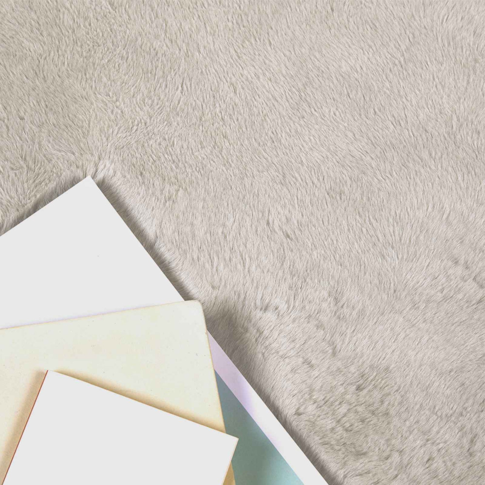 Produktbild för Halkfri matta i konstgjord kaninfäll OLITE Beige 100 x 200 cm