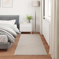 Produktbild för Halkfri matta i konstgjord kaninfäll OLITE Beige 100 x 200 cm
