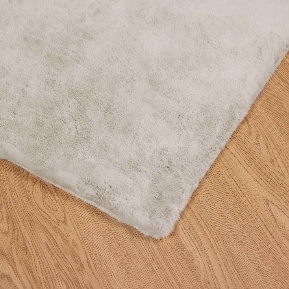 Produktbild för Halkfri matta i konstgjord kaninfäll OLITE Beige 100 x 200 cm
