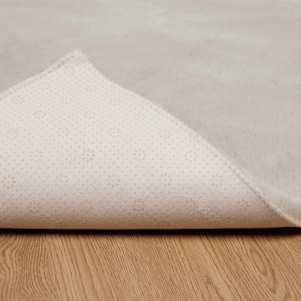 Produktbild för Halkfri matta i konstgjord kaninfäll OLITE Beige 100 x 200 cm