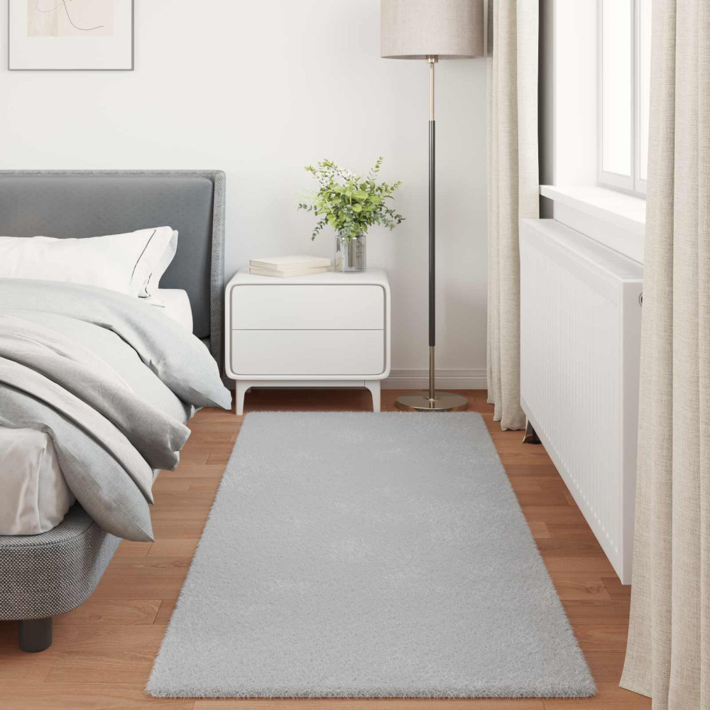 Produktbild för Halkfri matta i konstgjord kaninfäll OLITE Grå 100 x 200 cm