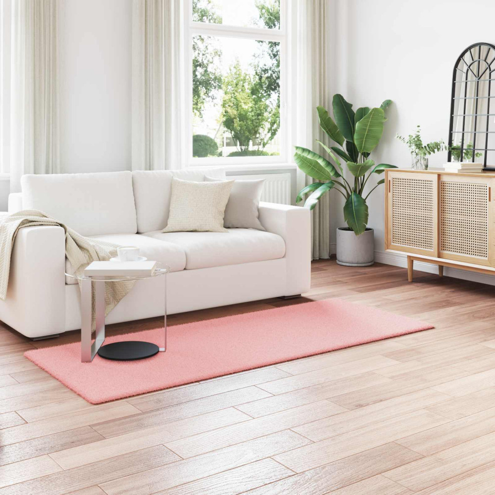 Produktbild för Halkfri matta i konstgjord kaninfäll OLITE Rosa 100 x 200 cm