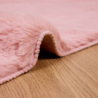 Produktbild för Halkfri matta i konstgjord kaninfäll OLITE Rosa 100 x 200 cm