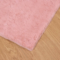 Produktbild för Halkfri matta i konstgjord kaninfäll OLITE Rosa 100 x 200 cm