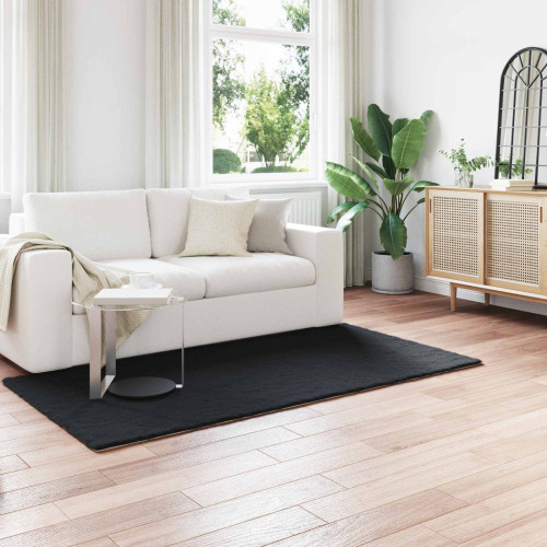 vidaXL Halkfri matta i konstgjord kaninfäll OLITE Svart 100 x 200 cm