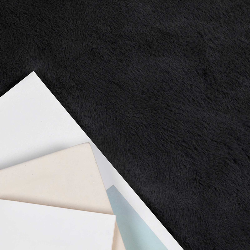 Produktbild för Halkfri matta i konstgjord kaninfäll OLITE Svart 100 x 200 cm