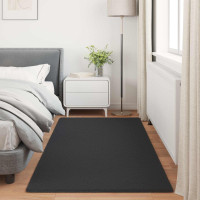 Produktbild för Halkfri matta i konstgjord kaninfäll OLITE Svart 100 x 200 cm