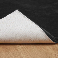 Produktbild för Halkfri matta i konstgjord kaninfäll OLITE Svart 100 x 200 cm