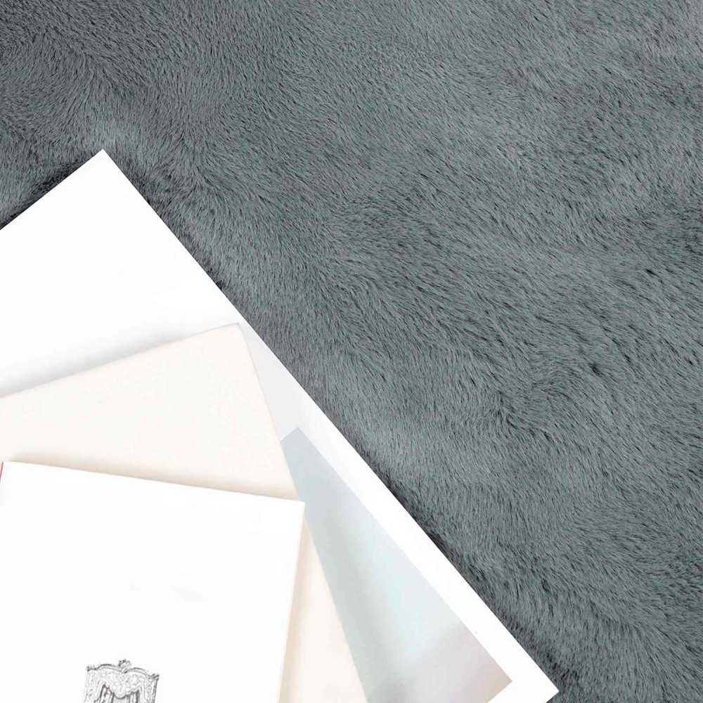 Produktbild för Halkfri matta i konstgjord kaninfäll OLITE Antracit Polyester