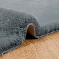 Produktbild för Halkfri matta i konstgjord kaninfäll OLITE Antracit Polyester