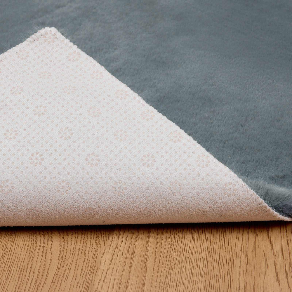 Produktbild för Halkfri matta i konstgjord kaninfäll OLITE Antracit Polyester