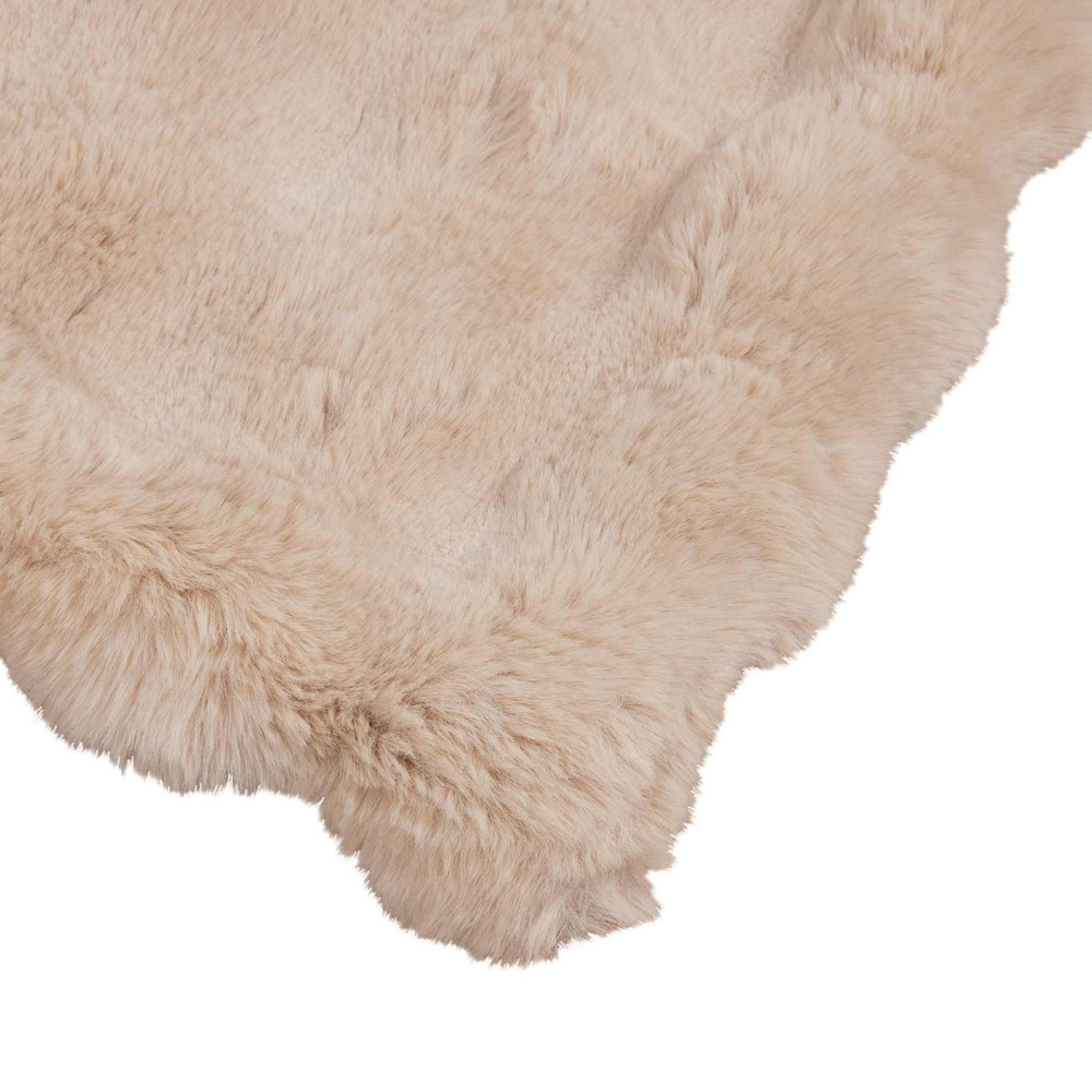 Produktbild för Halkfri filt i konstgjord kaninfäll Olite Beige 240 x 270 cm