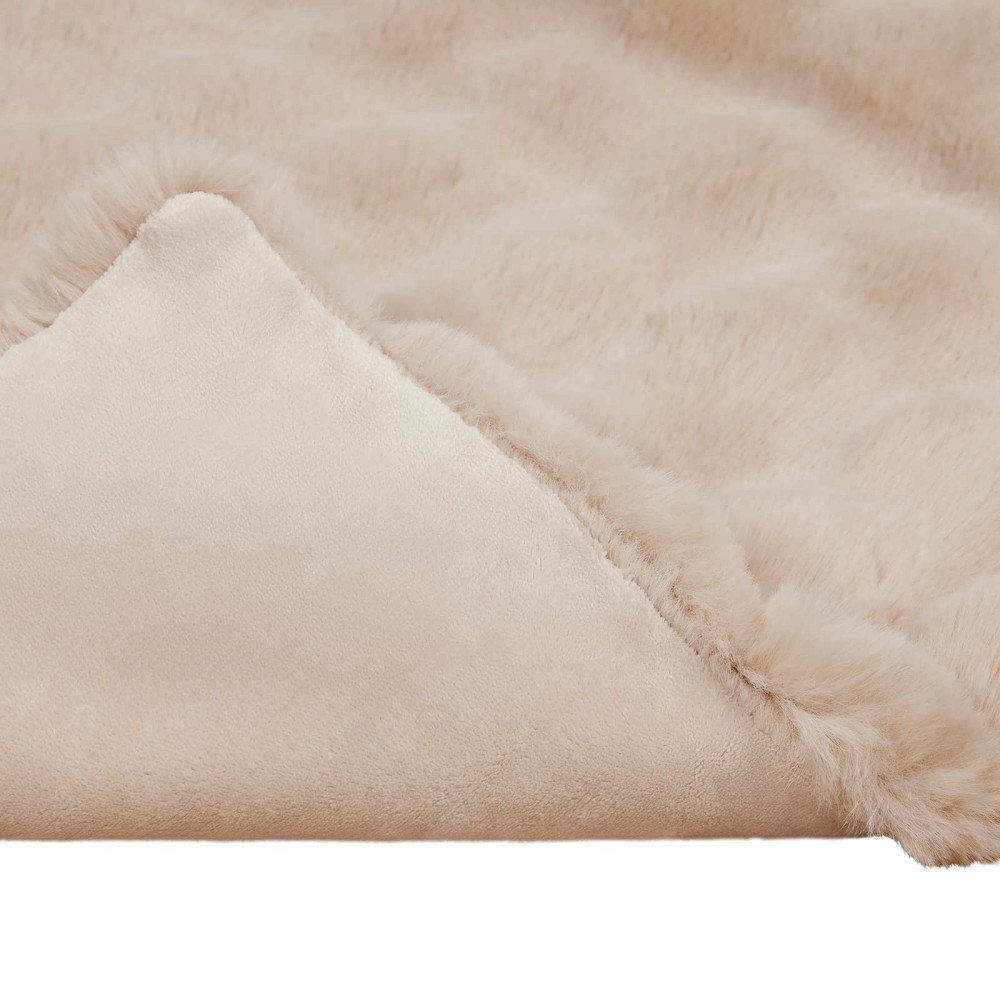 Produktbild för Halkfri filt i konstgjord kaninfäll Olite Beige 240 x 270 cm