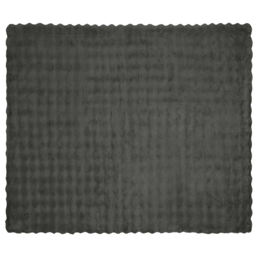 Produktbild för Halkfri filt i konstgjord kaninfäll Olite Mörkgrå 240 x 270 cm