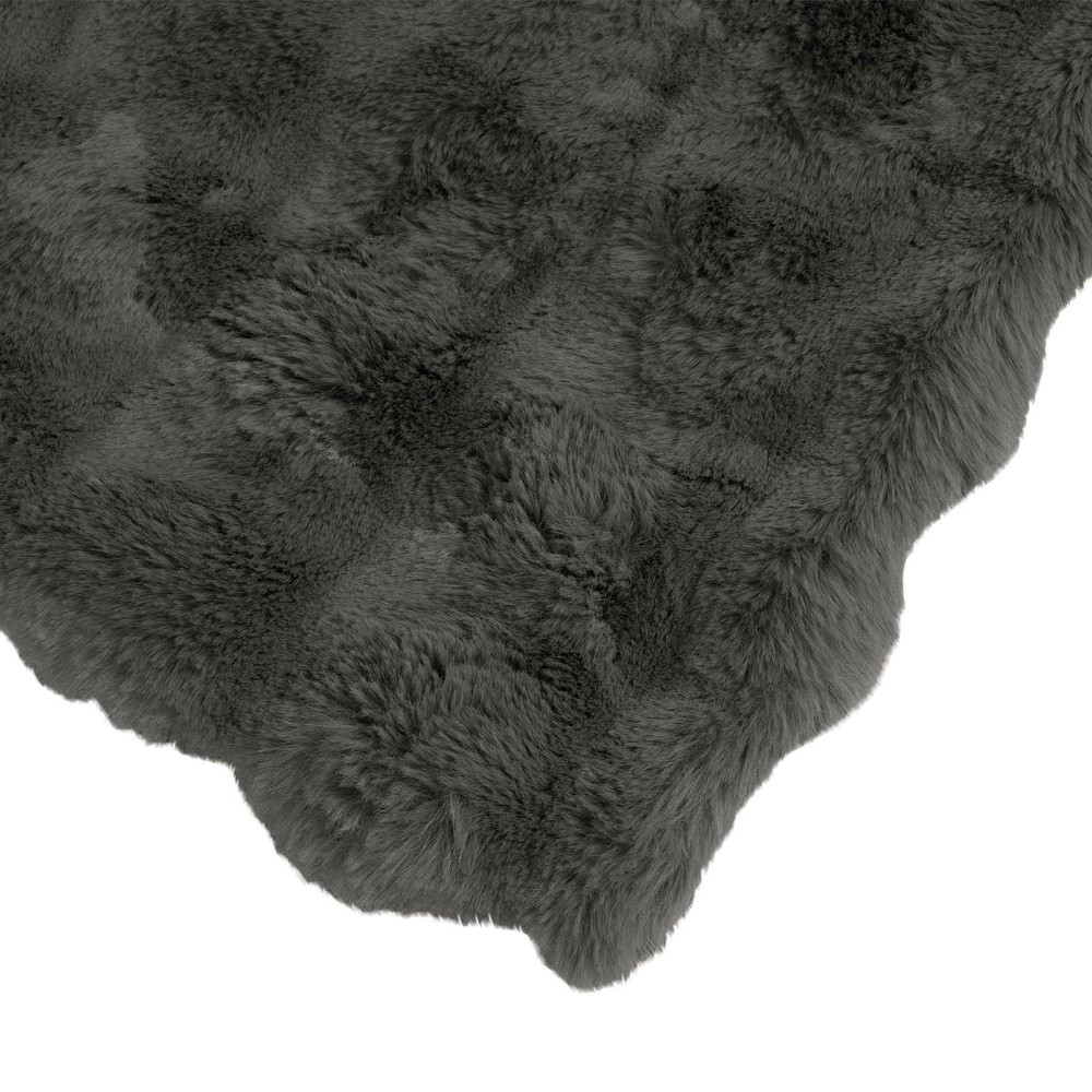 Produktbild för Halkfri filt i konstgjord kaninfäll Olite Mörkgrå 240 x 270 cm