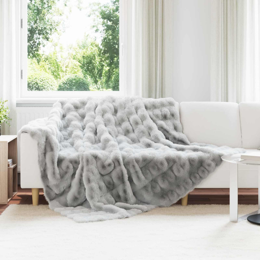 Produktbild för Halkfri filt i konstgjord kaninfäll Olite Grå 240 x 270 cm