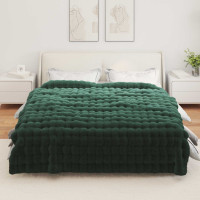 Produktbild för Halkfri filt i konstgjord kaninfäll Olite Mörkgrön 240 x 270 cm