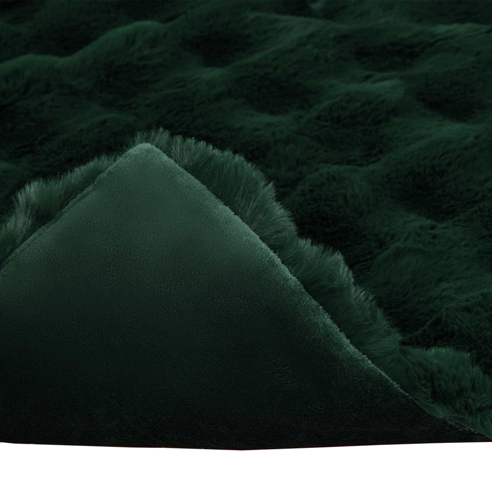 Produktbild för Halkfri filt i konstgjord kaninfäll Olite Mörkgrön 240 x 270 cm
