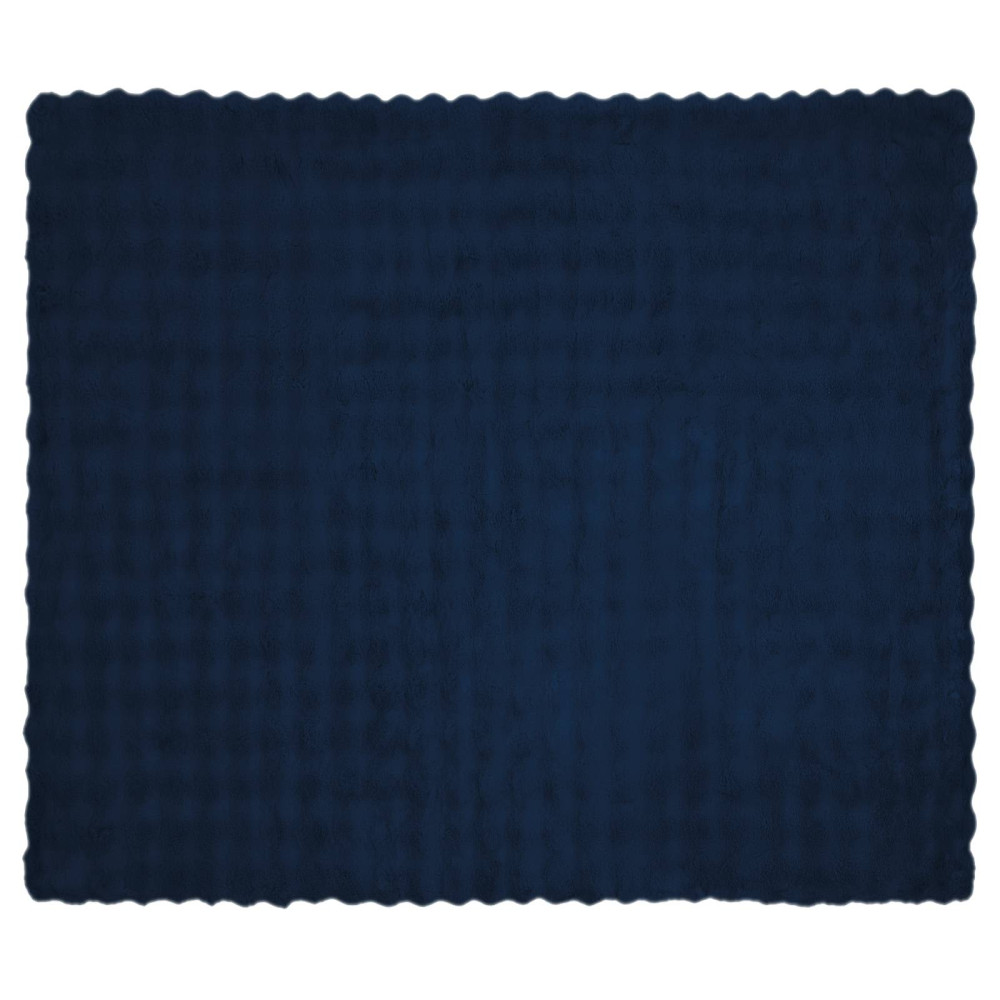 Produktbild för Halkfri filt i konstgjord kaninfäll Olite Marinblå 240 x 270 cm