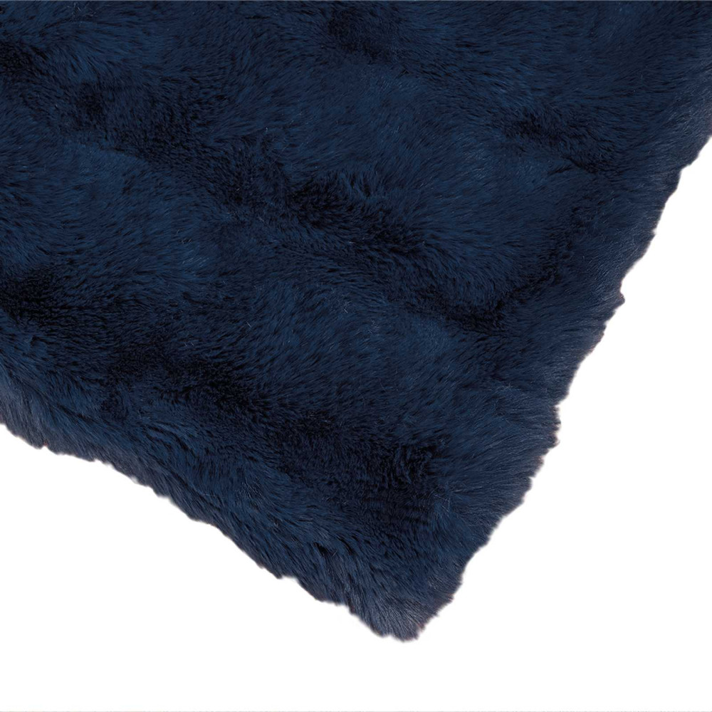 Produktbild för Halkfri filt i konstgjord kaninfäll Olite Marinblå 240 x 270 cm