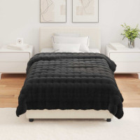 Produktbild för Halkfri filt i konstgjord kaninfäll Olite 4 pcs Svart Polyester