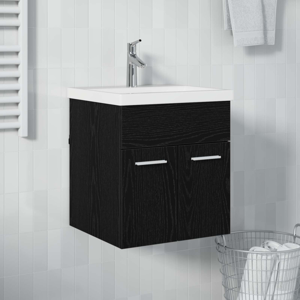 Produktbild för Diskbänksskåp Svart Ek 41 x 38,5 x 46 cm Konstruerat trä