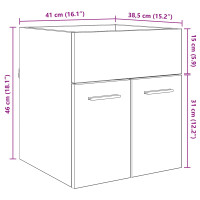 Produktbild för Diskbänksskåp Svart Ek 41 x 38,5 x 46 cm Konstruerat trä