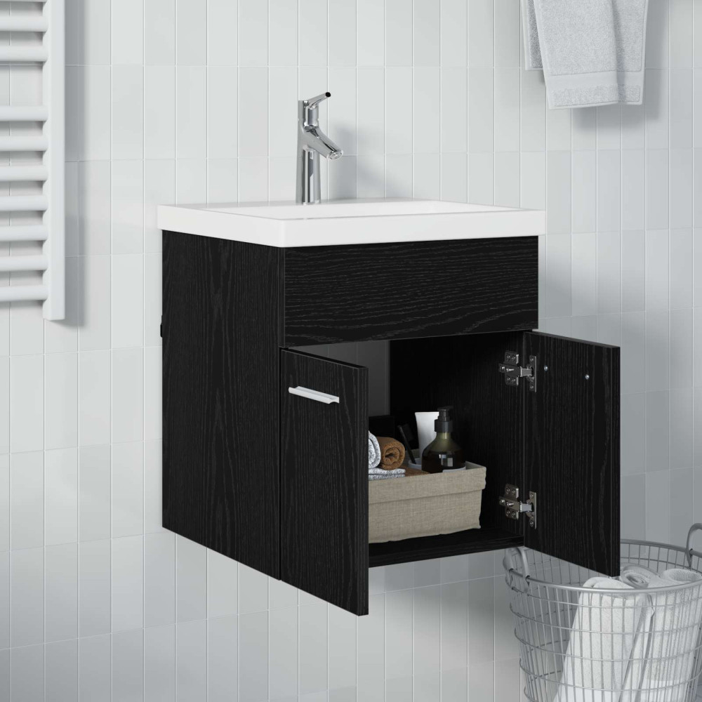 Produktbild för Diskbänksskåp Svart Ek 41 x 38,5 x 46 cm Konstruerat trä