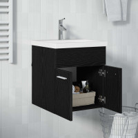 Produktbild för Diskbänksskåp Svart Ek 41 x 38,5 x 46 cm Konstruerat trä