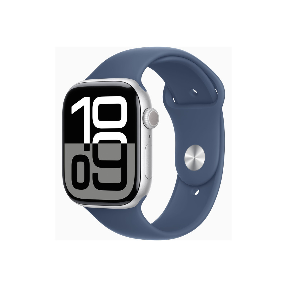 Produktbild för Apple Watch Series 10 (GPS + Cellular) - silveraluminium - smart klocka med sportband - denim - 64 GB