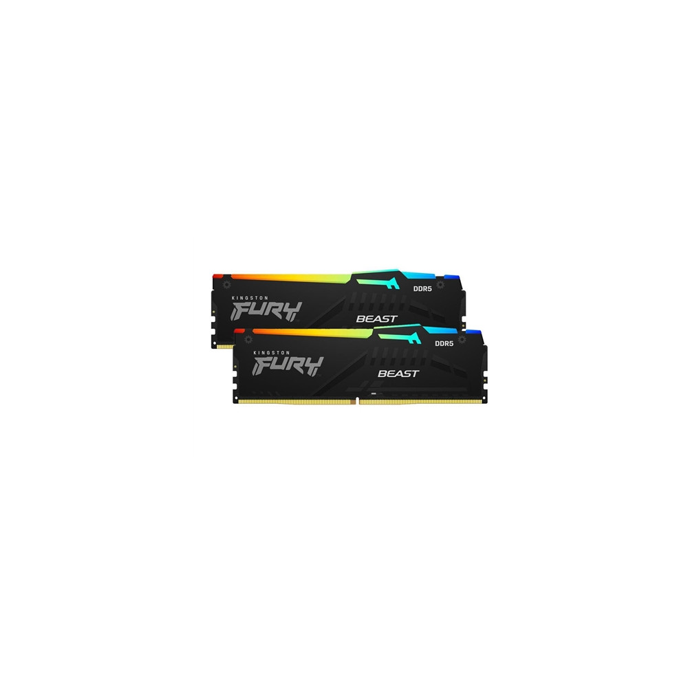 Produktbild för Kingston FURY Beast RGB - DDR5 - sats - 16 GB: 2 x 8 GB - DIMM 288-pin - 6000 MHz / PC5-48000 - ej buffrad