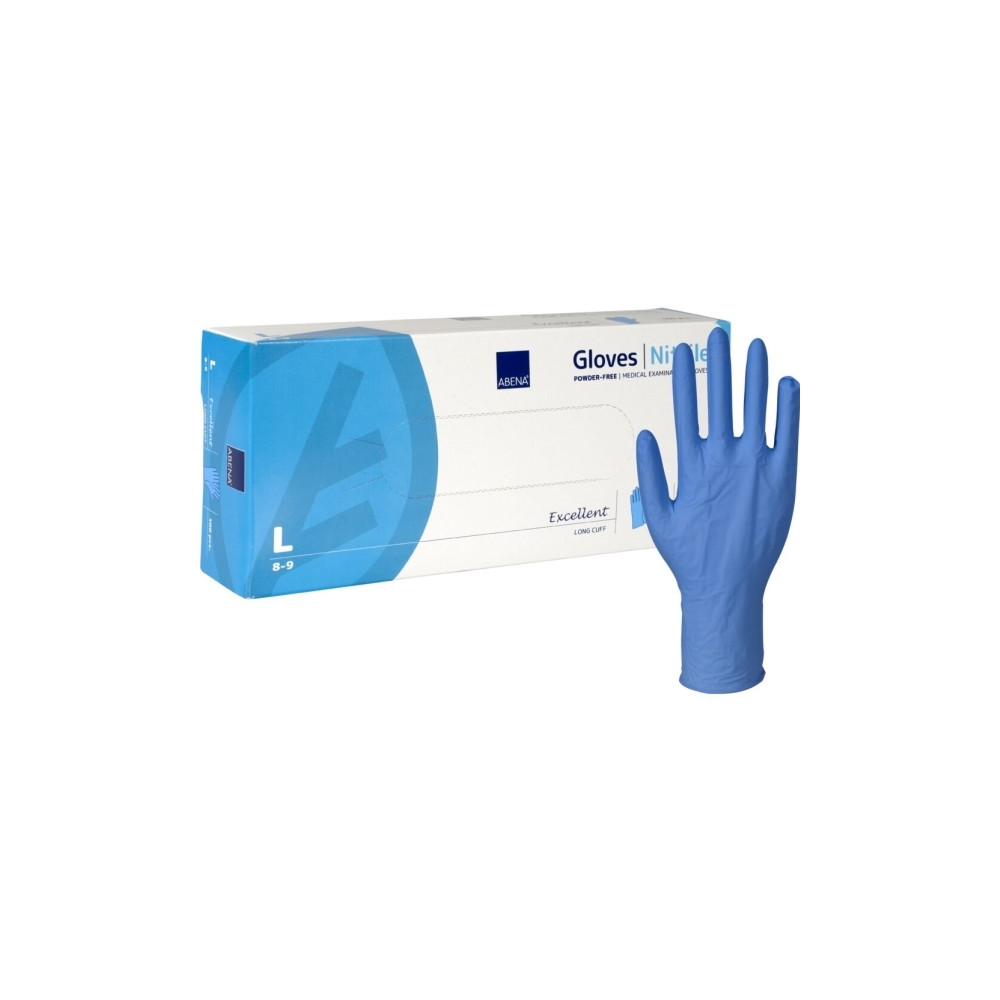 Produktbild för Abena HospiCare Long - handskar - storlek: 8-9 - large - nitrilgummi - blå (paket om 100)