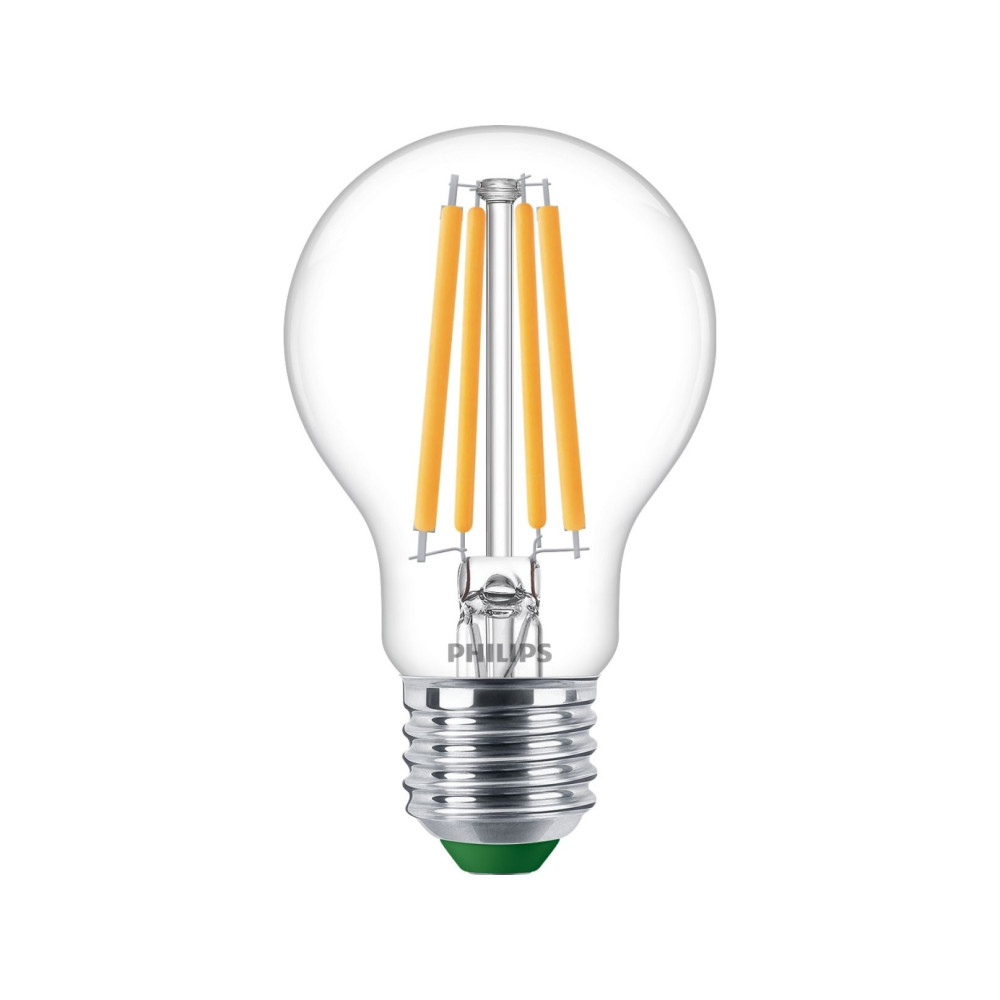 Produktbild för Philips - LED-glödlampa med filament - form: A60 - klar finish - E27 - 4 W - varmt vitt ljus - 2700 K - transparent
