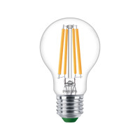 Produktbild för Philips - LED-glödlampa med filament - form: A60 - klar finish - E27 - 4 W - varmt vitt ljus - 2700 K - transparent