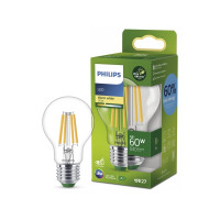 Produktbild för Philips - LED-glödlampa med filament - form: A60 - klar finish - E27 - 4 W - varmt vitt ljus - 2700 K - transparent