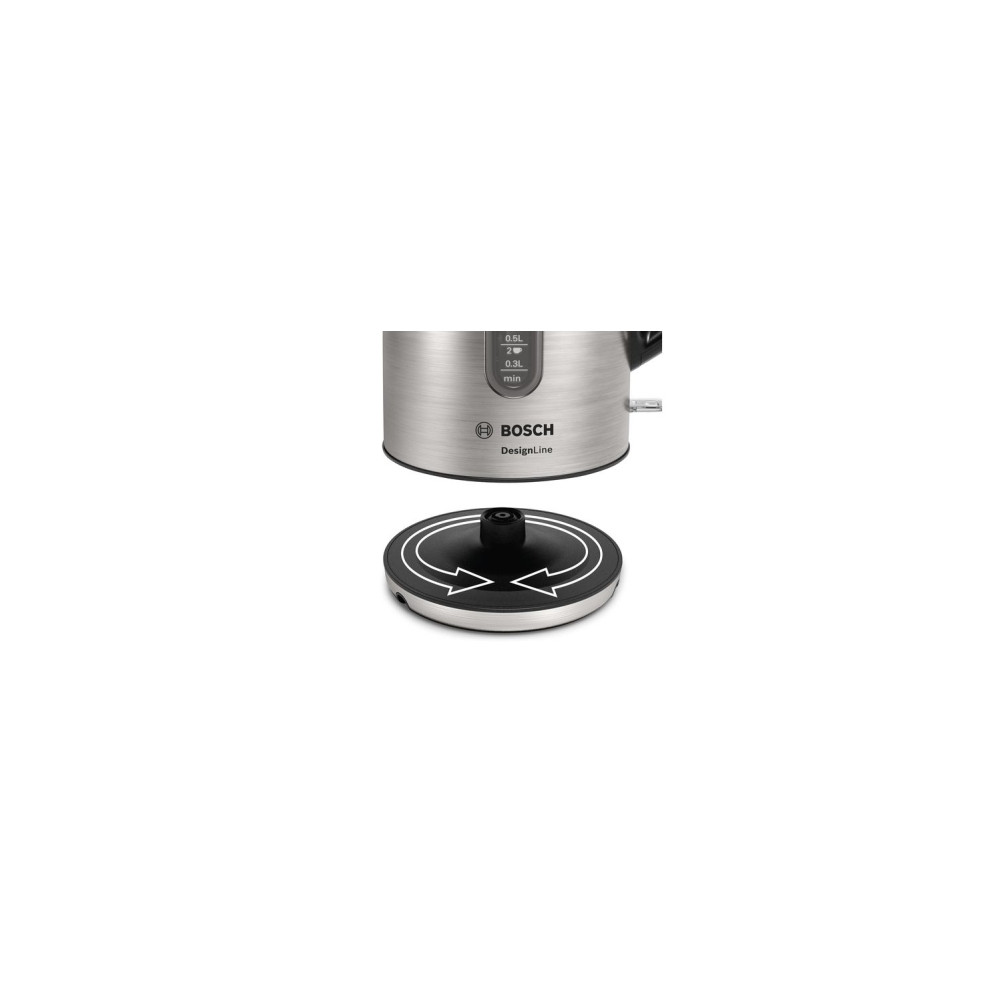 Produktbild för Bosch DesignLine TWK4P440 - vattenkokare - rostfritt stål/svart