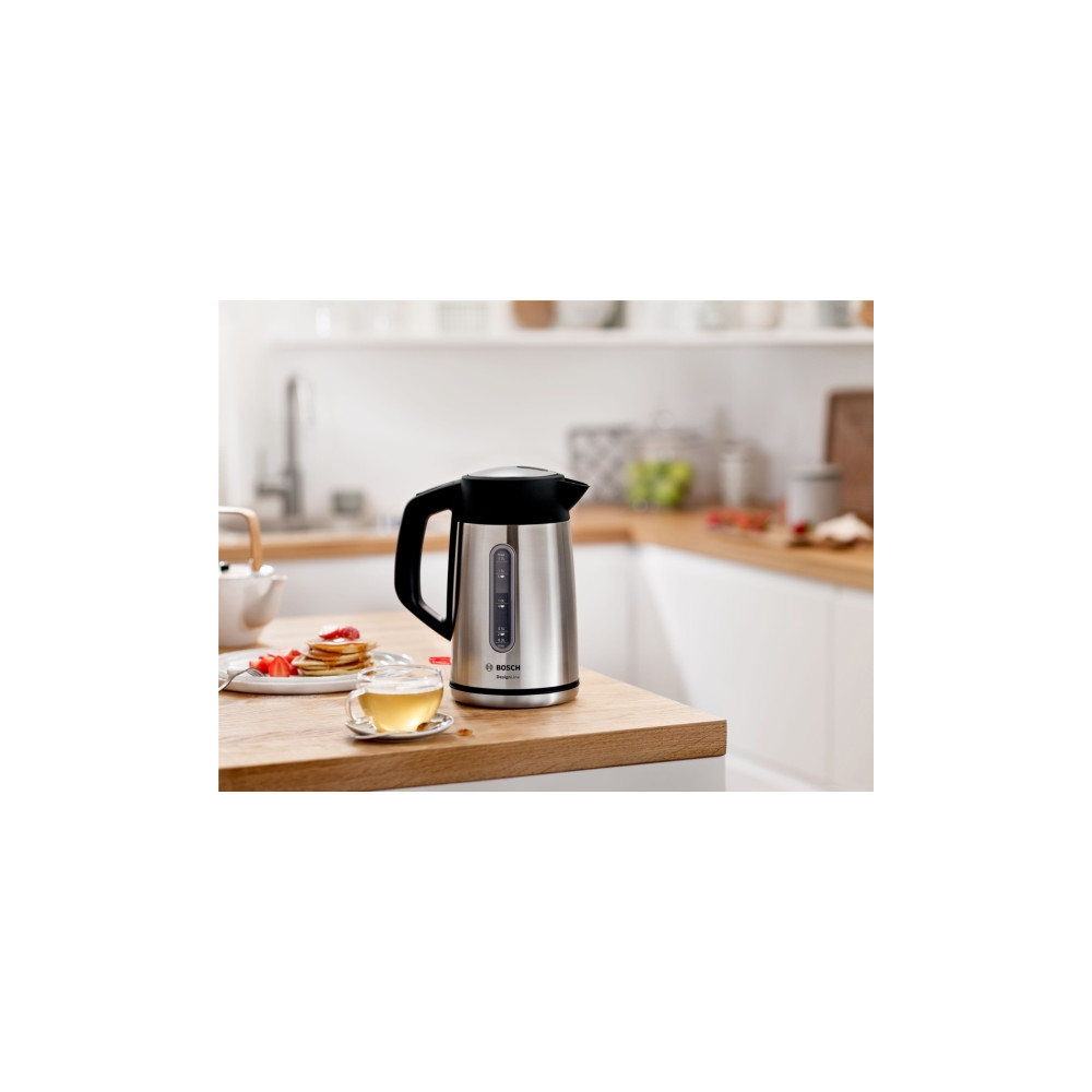 Produktbild för Bosch DesignLine TWK4P440 - vattenkokare - rostfritt stål/svart