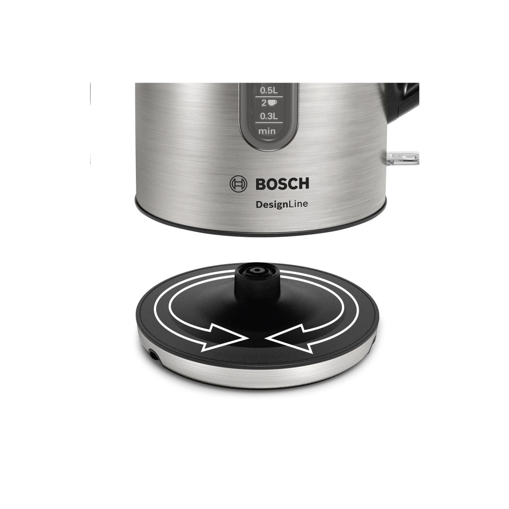 Produktbild för Bosch DesignLine TWK4P440 - vattenkokare - rostfritt stål/svart