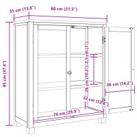 Produktbild för Skåp med hylla med lagring Brun 80 x 35 x 95 cm Massivt Ekträ