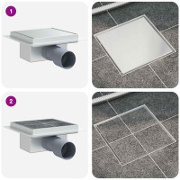 Produktbild för 2 i 1 Duschavlopp Silver 15 x 15 cm Rostfritt Stål 304