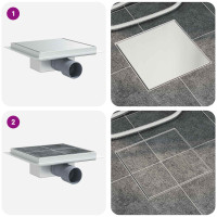 Produktbild för 2 i 1 Duschavlopp Silver 20 x 20 cm Rostfritt Stål 304