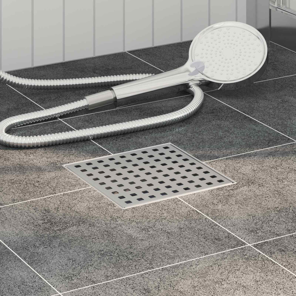 Produktbild för Prickig duschavlopp Silver 15 x 15 cm Rostfritt Stål 304