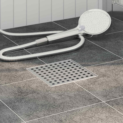 vidaXL Prickig duschavlopp Silver 15 x 15 cm Rostfritt Stål 304