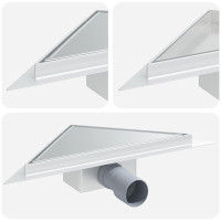 Produktbild för 2 i 1 Triangelduschavlopp Silver 32 x 32 x 7,5 cm