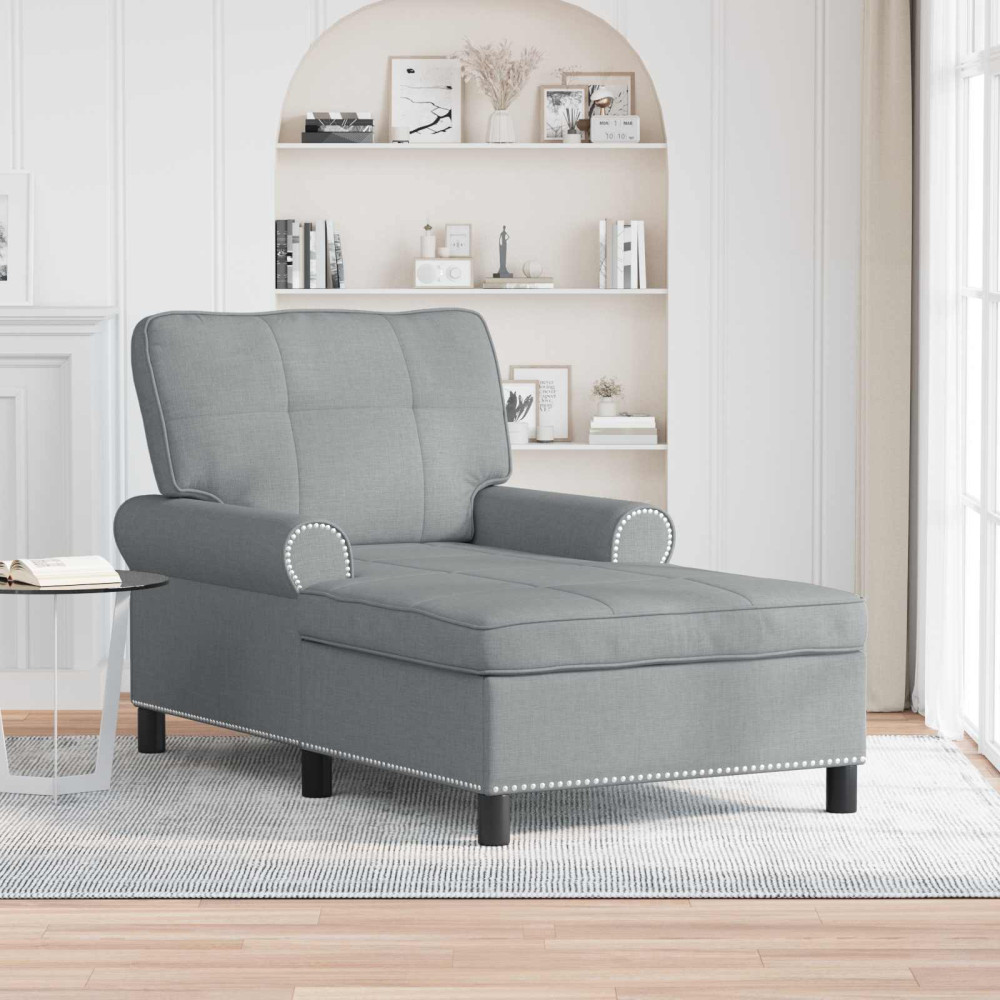 Produktbild för Chaise Lounge med kudde Ljusgrå 91 x 157 x 91 cm tyg