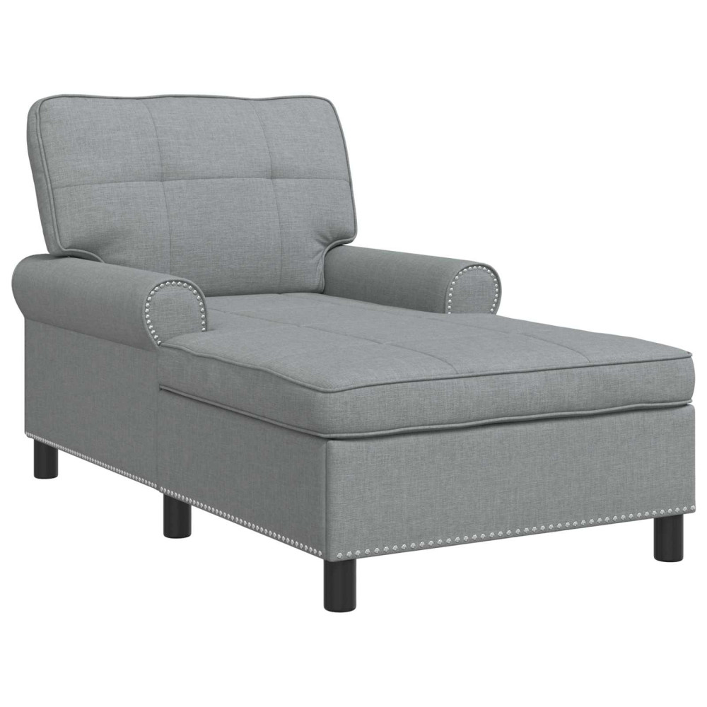 Produktbild för Chaise Lounge med kudde Ljusgrå 91 x 157 x 91 cm tyg
