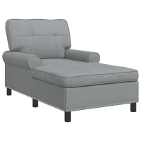 Produktbild för Chaise Lounge med kudde Ljusgrå 91 x 157 x 91 cm tyg