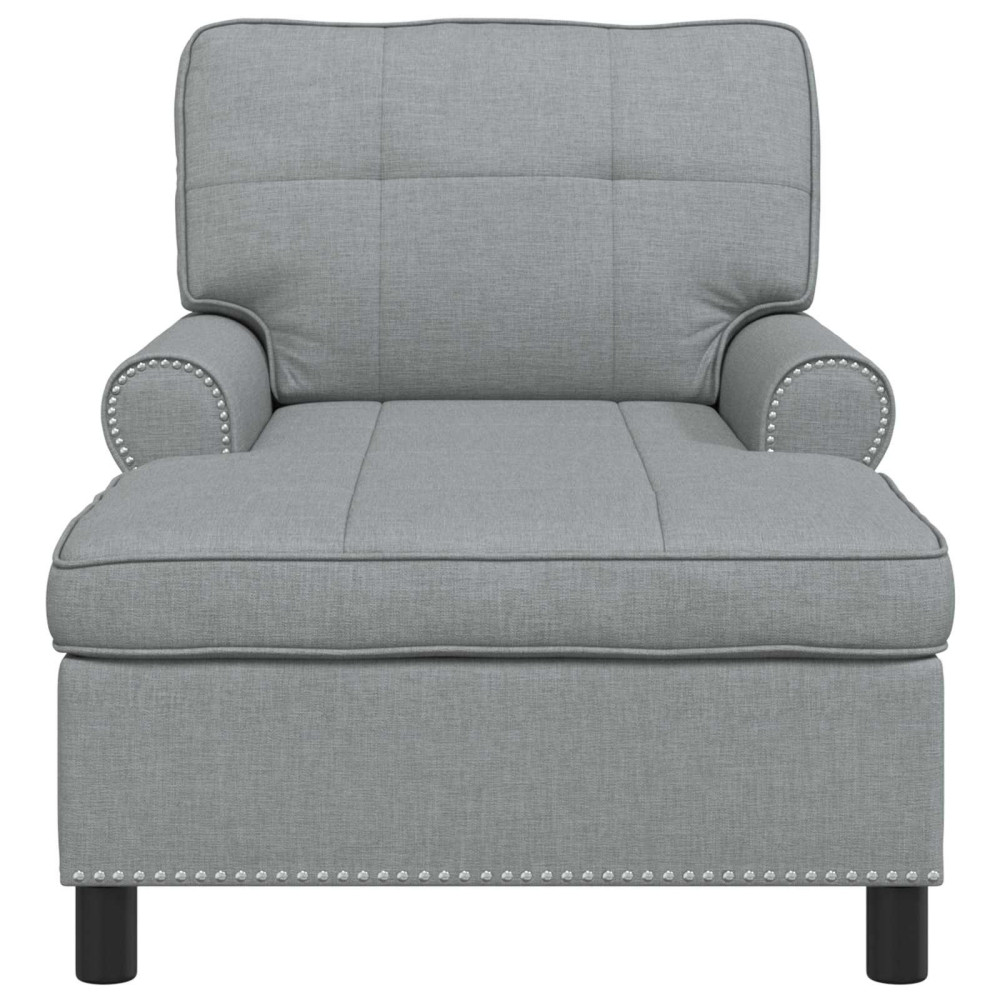 Produktbild för Chaise Lounge med kudde Ljusgrå 91 x 157 x 91 cm tyg