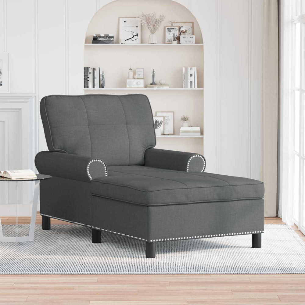 Produktbild för Chaise Lounge med kudde Mörkgrå 91 x 157 x 91 cm tyg